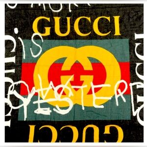 Gucci Silk Coco Capitan Logo Square Scarf Black
